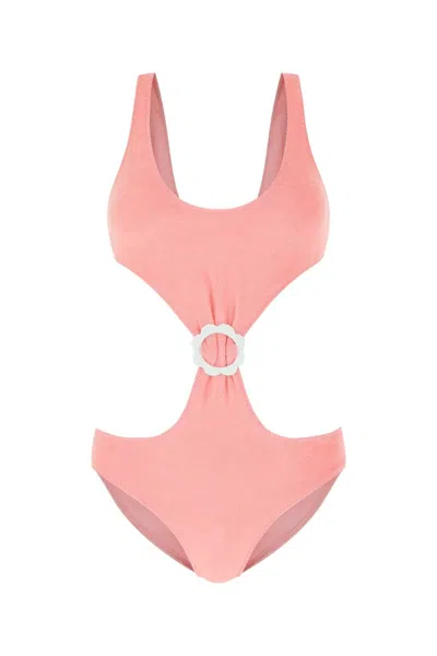 Lisa Marie Fernandez Pink Stretch Terry Scallop Trikini In Pink