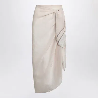Loewe Light Beige Pareo In Cotton Voile In Neutral