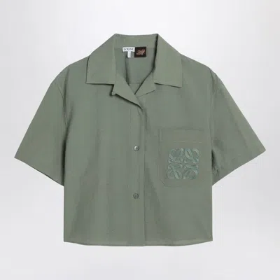 Loewe Short-sleeved Shirt In Sage Color In Gray