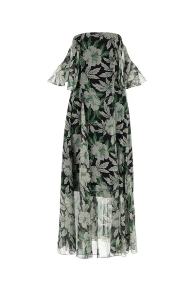 Loewe Off-the-shoulder Floral-print Silk-crepon Midi Dress In Multi