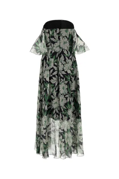 Loewe Off-the-shoulder Floral-print Silk-crepon Midi Dress In Multi