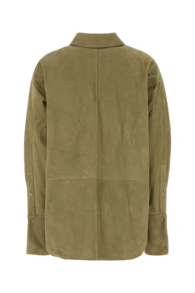 Loewe Camicia In Pelle Scamosciata Verde Salvia Donna