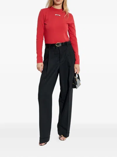 Jacquemus Women Long-sleeved T-shirt With Applique In Red