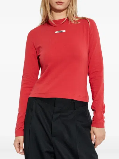 Jacquemus Women Long-sleeved T-shirt With Applique In Red