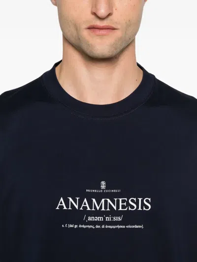 Brunello Cucinelli Cotton Crew Neck T-shirt With Graphic Print In Black
