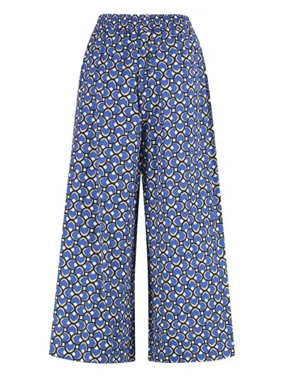 Weekend Max Mara Geometric-print Cropped Trousers In Blue