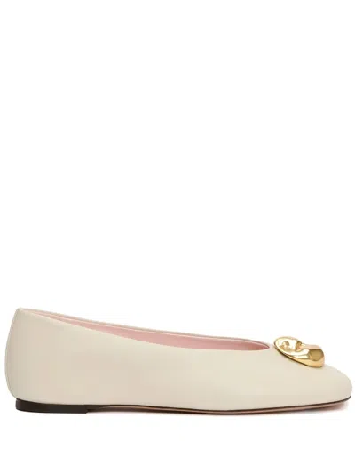 Fabiana Filippi Leather Embellished Ballet Flats In Neutral