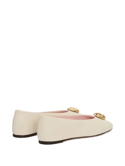 Fabiana Filippi Leather Embellished Ballet Flats In Neutral