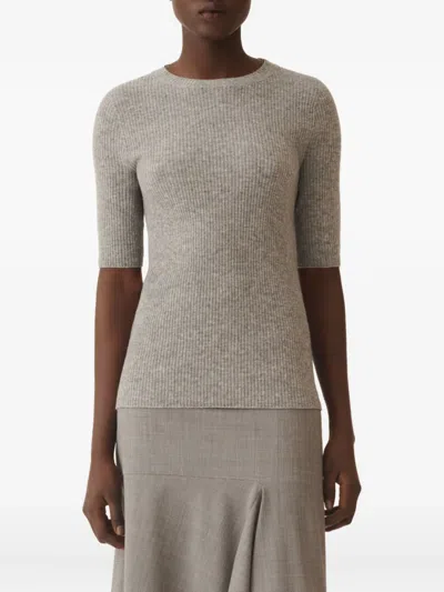 Fabiana Filippi Ribbed Short-sleeve Top In Gray