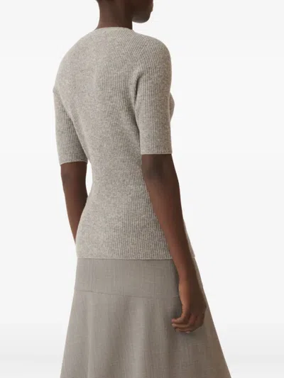 Fabiana Filippi Ribbed Short-sleeve Top In Gray