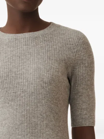 Fabiana Filippi Ribbed Short-sleeve Top In Gray
