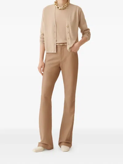 Fabiana Filippi Knitwear V-neckline Long Sleeves Ribbed Hem In Pink