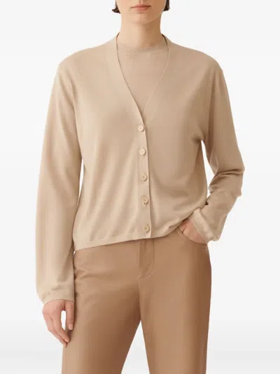 Fabiana Filippi Knitwear V-neckline Long Sleeves Ribbed Hem In Pink