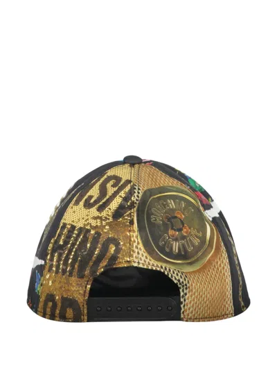 Moschino Chain-print Cap In Blue