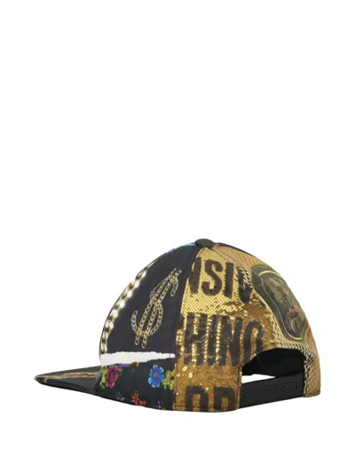 Moschino Chain-print Cap In Blue