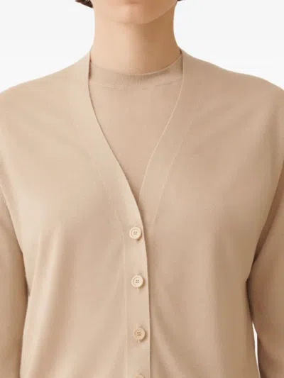 Fabiana Filippi Knitwear V-neckline Long Sleeves Ribbed Hem In Pink