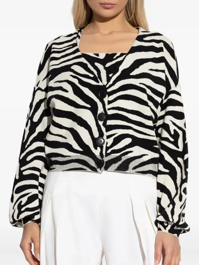 Gestuz Zebra-print Balloon-sleeve Cardigan In Multi