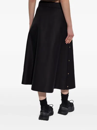 Moncler Belted Button-fastening Midi Skirt In Black