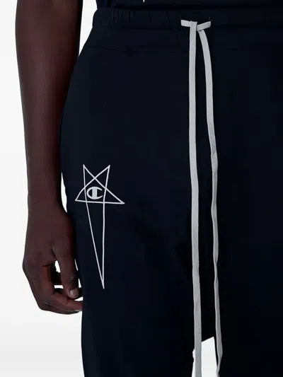 Rick Owens X Champion Logo-embroidered Organic Cotton Track Pants In Black