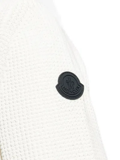 Moncler Waffle-knit Logo-patch Sweater In White