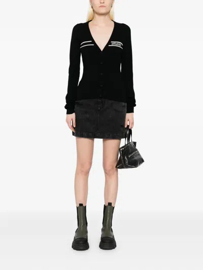 Off-white Logo Long-sleeves Cardigans In Black