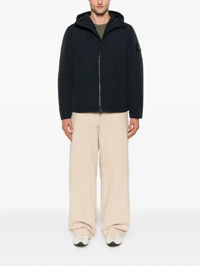 Stone Island Soft Shell-r Padded Jacket In Blue