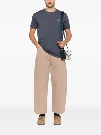 Fendi Cotton T-shirt With Ff Detail In Blue