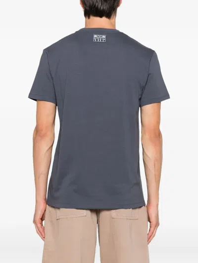Fendi Cotton T-shirt With Ff Detail In Blue