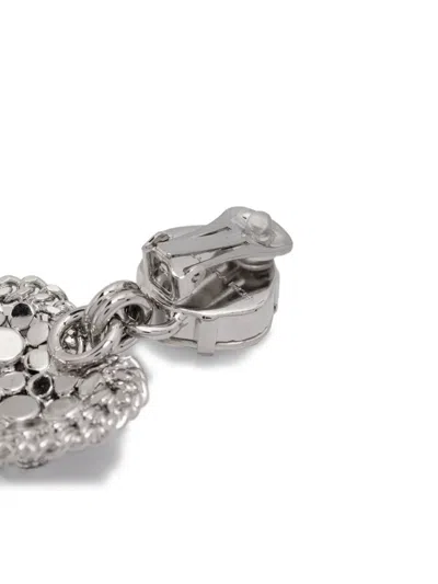 Alessandra Rich Crystal-embellished Heart-shape Necklace In Silver