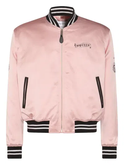 Alexander Mcqueen Casual Jacket With Embroidered Graphic Print In Pink