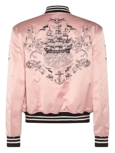 Alexander Mcqueen Casual Jacket With Embroidered Graphic Print In Pink