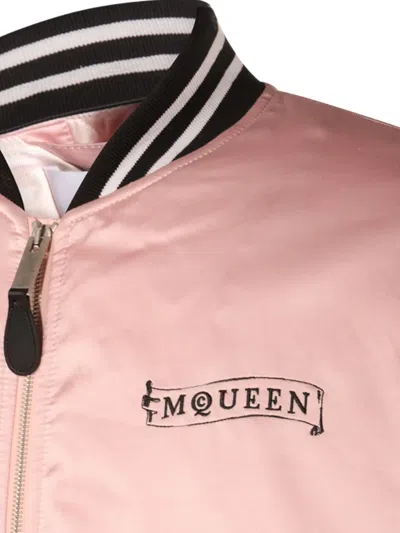 Alexander Mcqueen Casual Jacket With Embroidered Graphic Print In Pink
