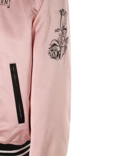 Alexander Mcqueen Casual Jacket With Embroidered Graphic Print In Pink