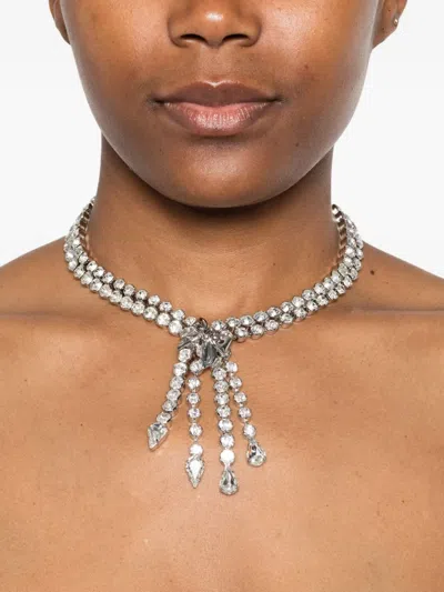 Alessandra Rich Crystal-embellished Necklace In Silver