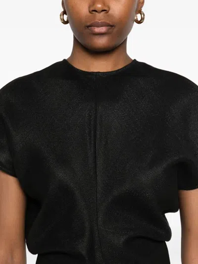 Totême Toteme Slouched Waist Woven Midi Dress In Black