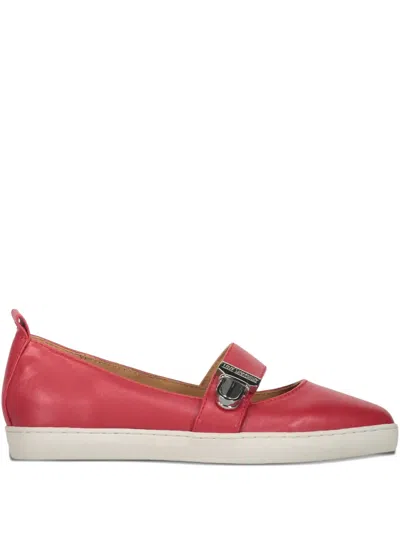 Moschino Buckle-fastening Ballet Flats In Red