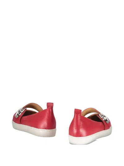 Moschino Buckle-fastening Ballet Flats In Red