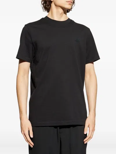 Moncler Soft Cotton Short Sleeve Crew Neck T-shirt In Black