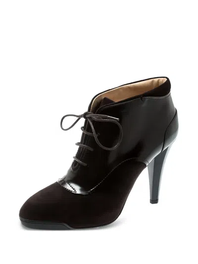Pre-owned Tod's 100mm  Lace Suede Leather Booties