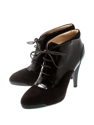 Pre-owned Tod's 100mm  Lace Suede Leather Booties