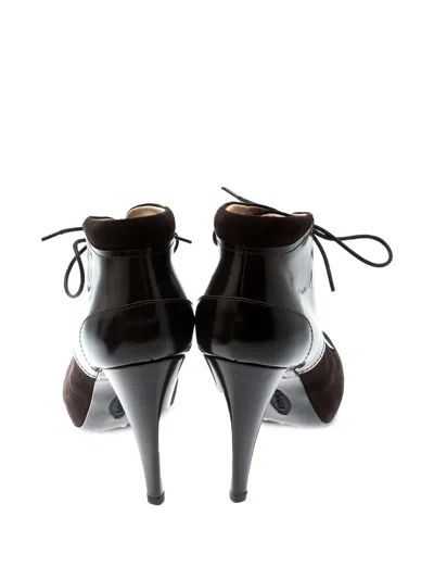 Pre-owned Tod's 100mm  Lace Suede Leather Booties