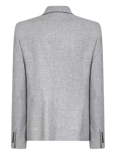 Brunello Cucinelli Women Grey Flannel Double-breasted Blazer In Gray