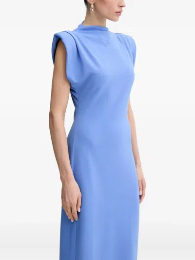 Karl Lagerfeld Padded-shoulder Midi Dress In Blue