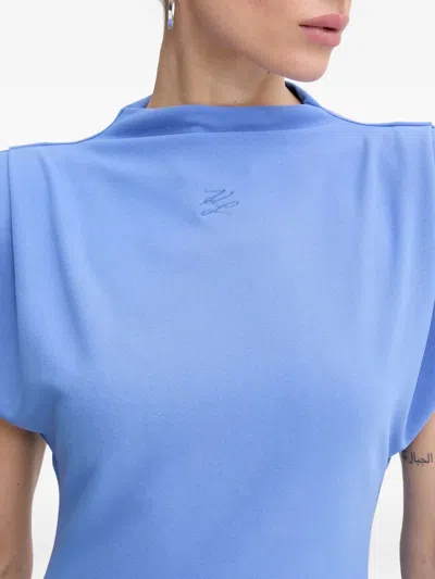 Karl Lagerfeld Padded-shoulder Midi Dress In Blue