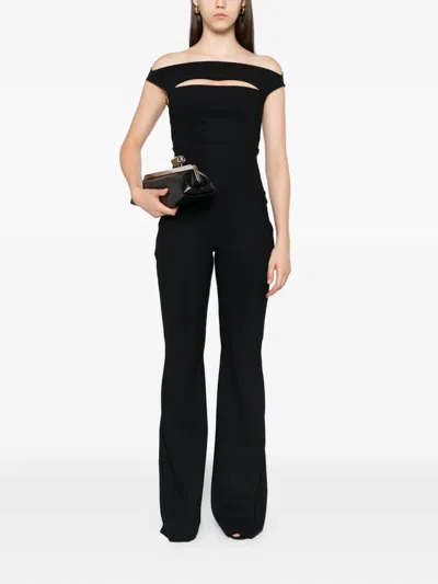 Chiara Boni La Petite Robe Rebecca Off-shoulder Flared Jumpsuit In Black
