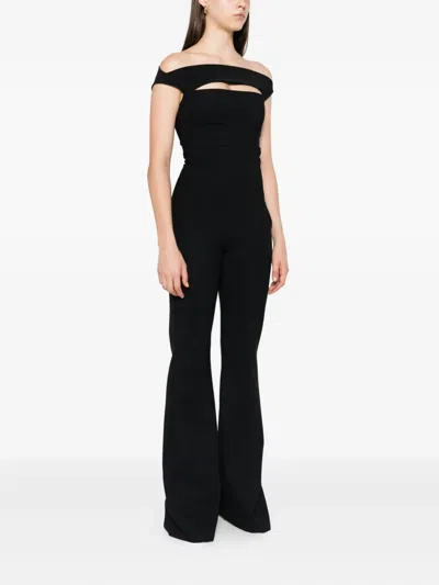 Chiara Boni La Petite Robe Rebecca Off-shoulder Flared Jumpsuit In Black