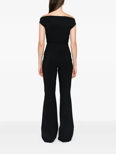 Chiara Boni La Petite Robe Rebecca Off-shoulder Flared Jumpsuit In Black