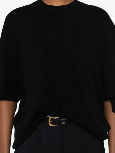 Fabiana Filippi Wool Blend Batwing Sleeve Top In Black