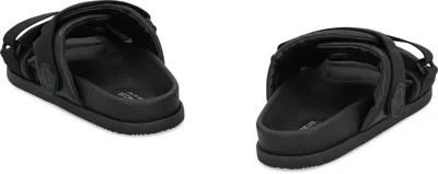 Moncler Mon Summer Leather Sandals With Nylon Details In Black