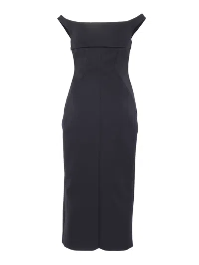 Philosophy Di Lorenzo Serafini Off-the-shoulder Tech Crepe Midi Dress In Blue